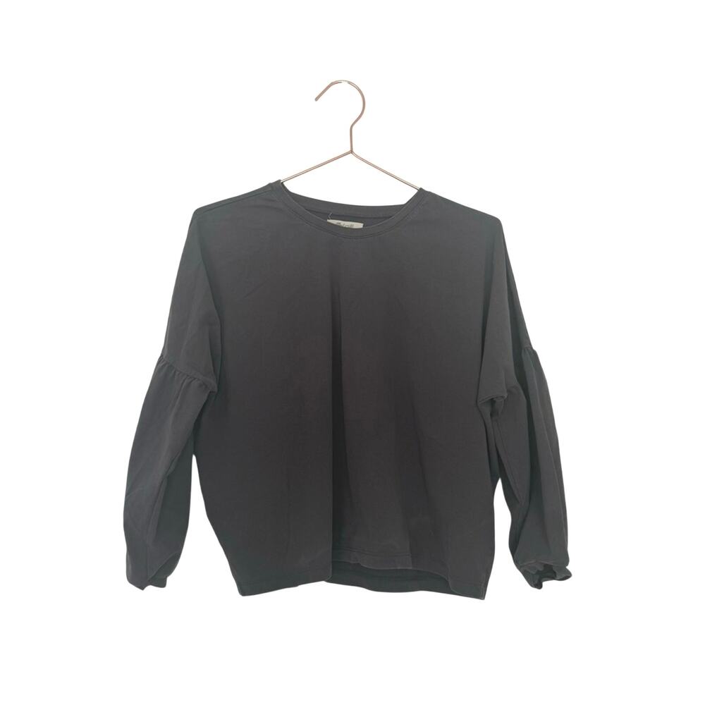 Madewell dark gray  Long Sleeve Top with bubble sleeve size XS